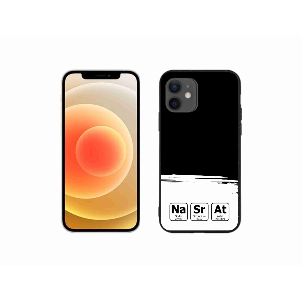 Gél borító mmCase iPhone 12 mini készülékhez - kémiai elemek fehér és fekete háttérrel