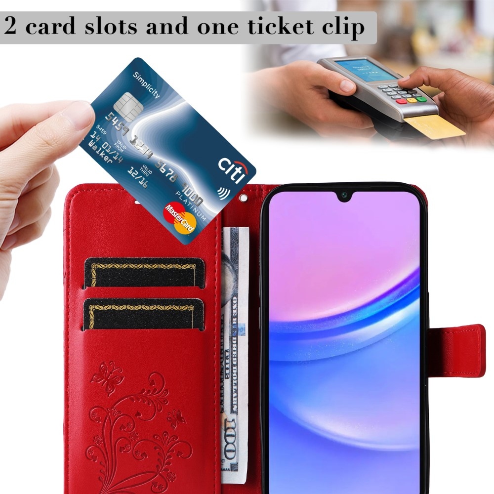 Nagy pillangó könyv tok Samsung Galaxy A16 4G/5G/A26 5G - piros