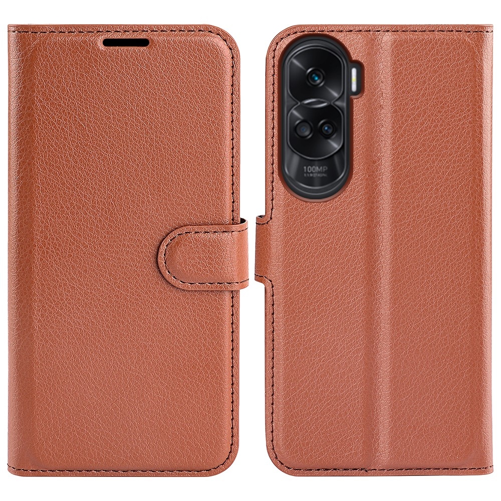 Litchi könyvtáska Honor 90 Lite-hoz - barna