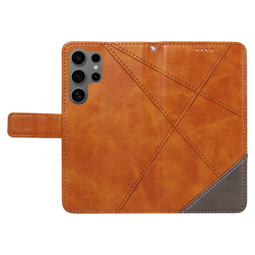 Vonalak könyv tok Samsung Galaxy S25 Ultra - sárga