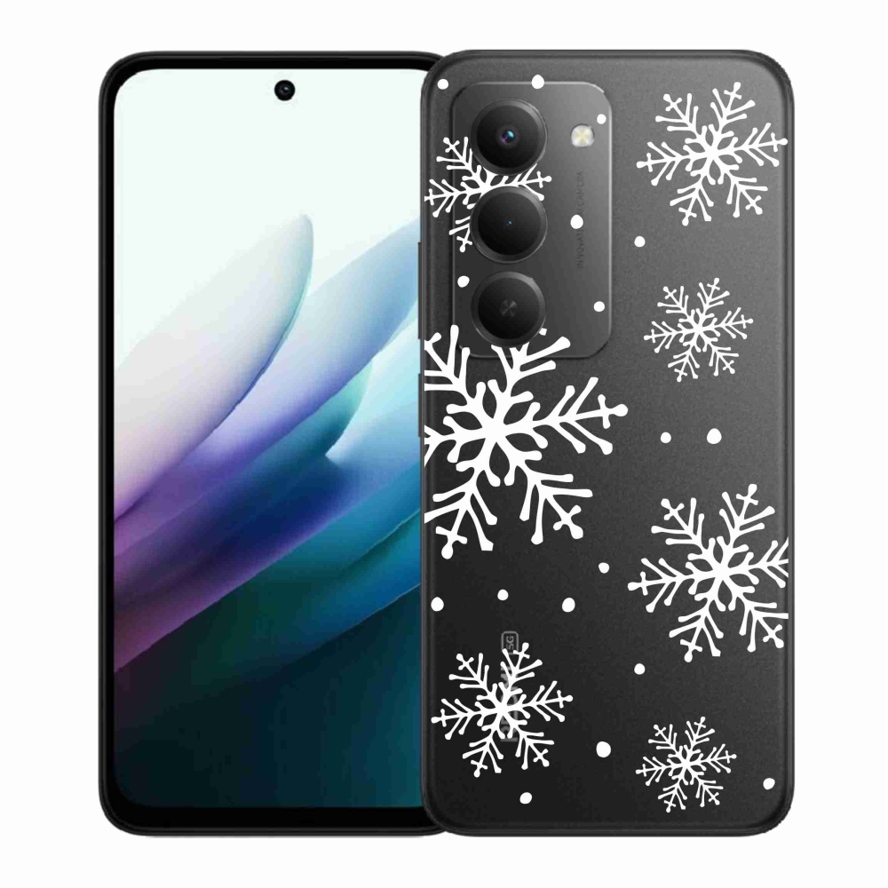 Gél borítás mmCase a Xiaomi Redmi 15 4G/5G (171mm) - fehér pelyhek átlátszó háttéren