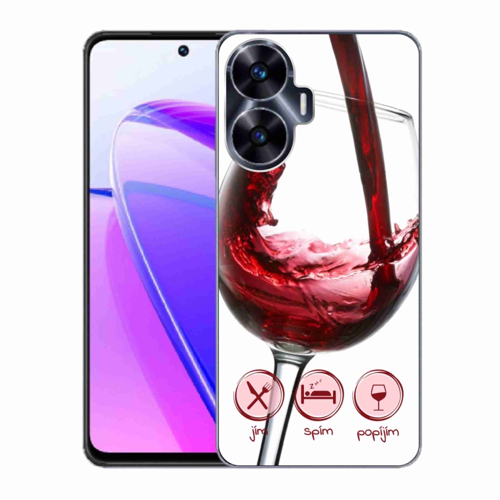 Gél tok mmCase a Realme C55 készülékhez - borospohár piros