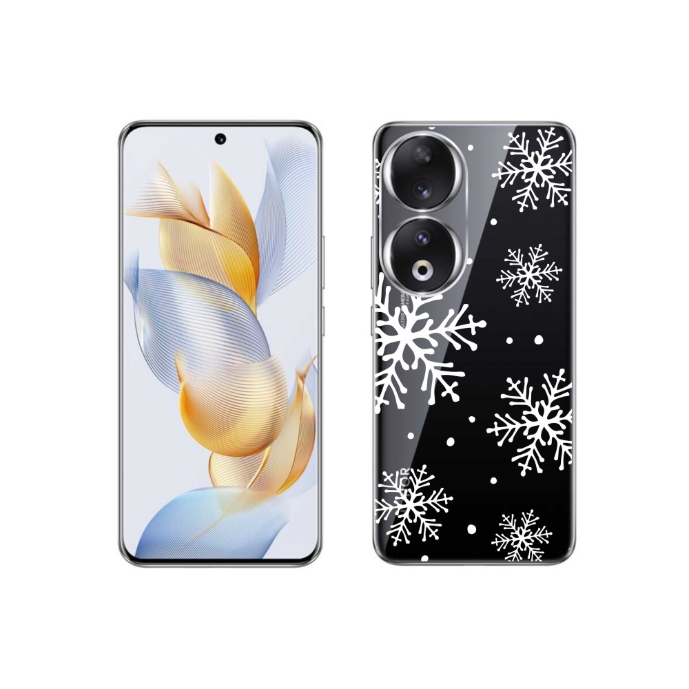 Zselés borítás mmCase a Honor 90 készülékhez - fehér pelyhek átlátszó háttéren