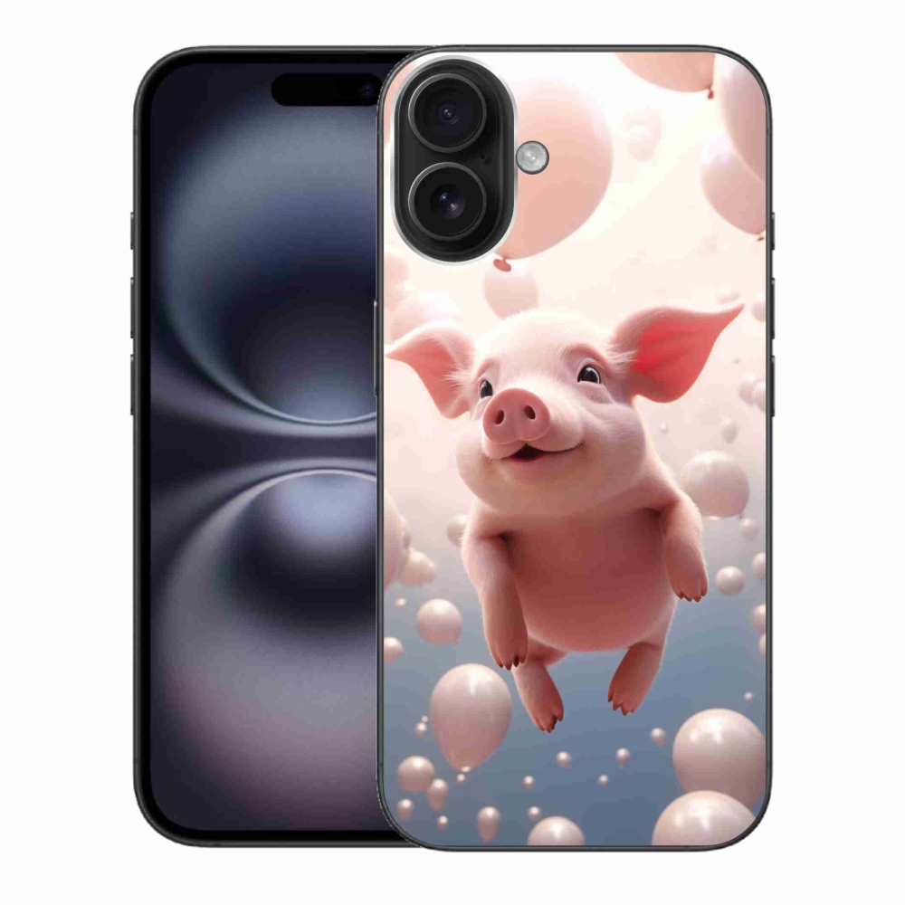 Gél borítás mmCase iPhone 16 Plus készülékhez - malacka lufikkal