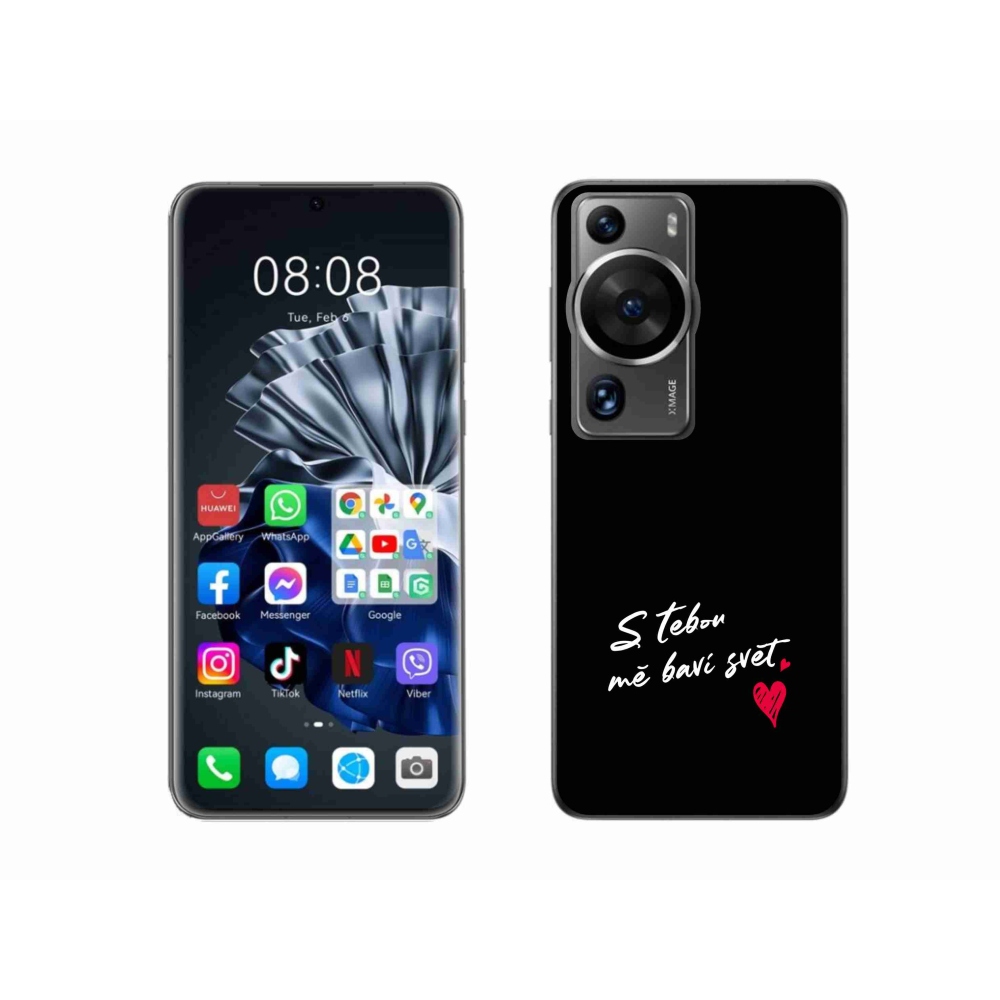Gél borító mmCase a Huawei P60 Pro készülékhez - szerelmes szöveg 1 fekete háttér