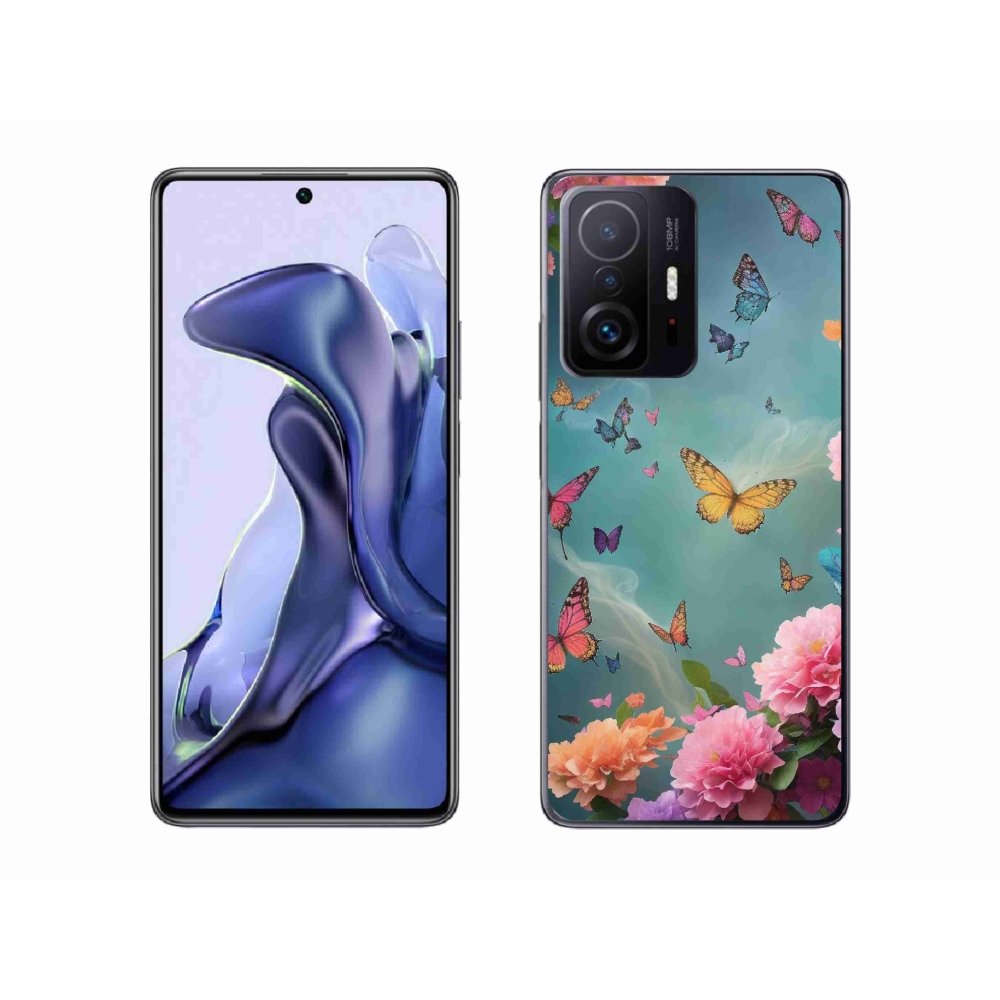 Gél borító mmCase a Xiaomi 11T-hez - színes virágok és pillangók