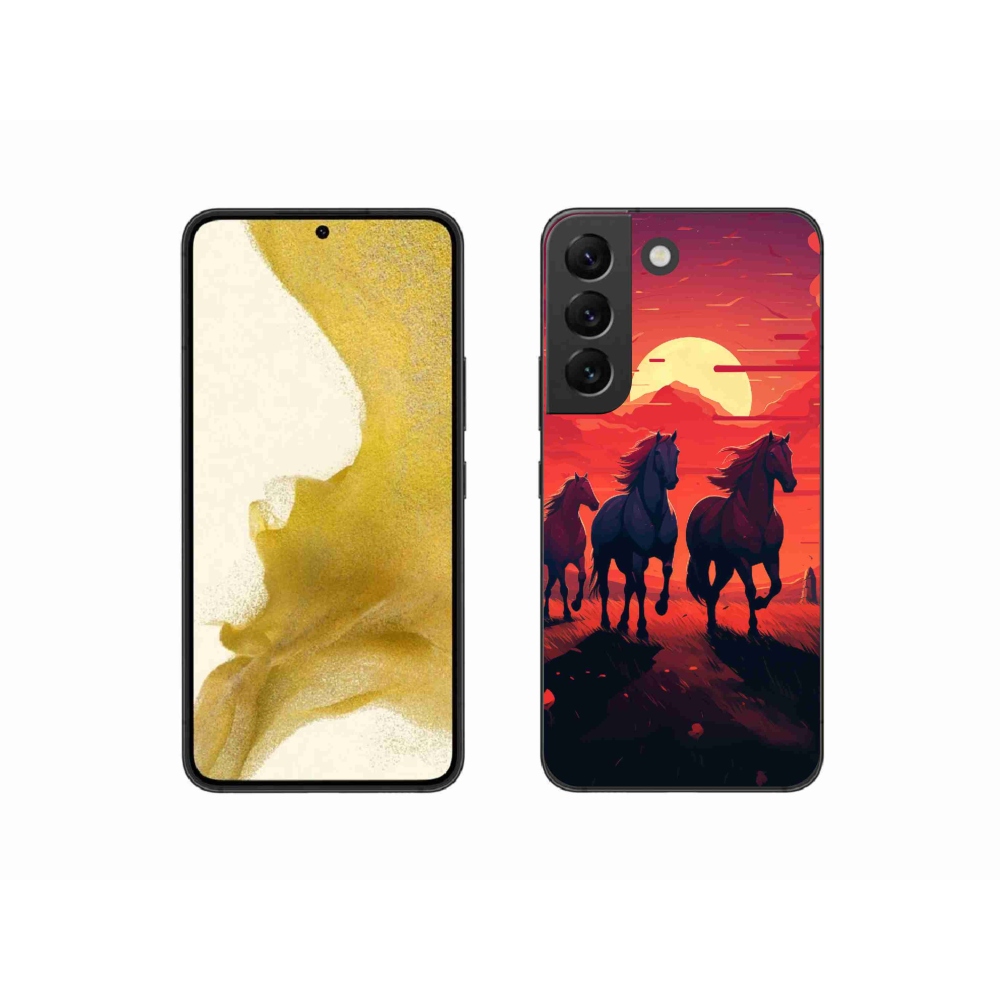 Gél borítás mmCase Samsung Galaxy S22 5G - lovak és naplemente