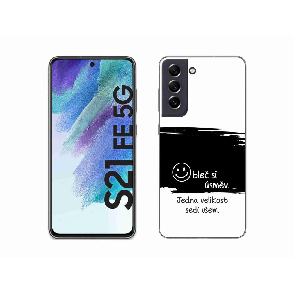 Gél borító mmCase Samsung Galaxy S21 FE 5G - vicces szöveg 8 fekete-fehér háttérrel