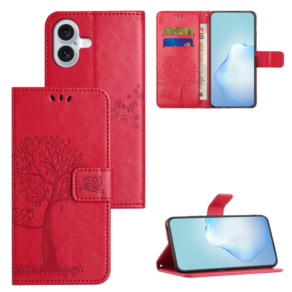 Fa könyv tok iPhone 16-hoz - piros