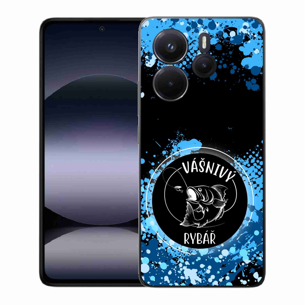 Gél borító mmCase a Xiaomi Redmi Note 14-hez - szenvedélyes halász fekete háttérrel