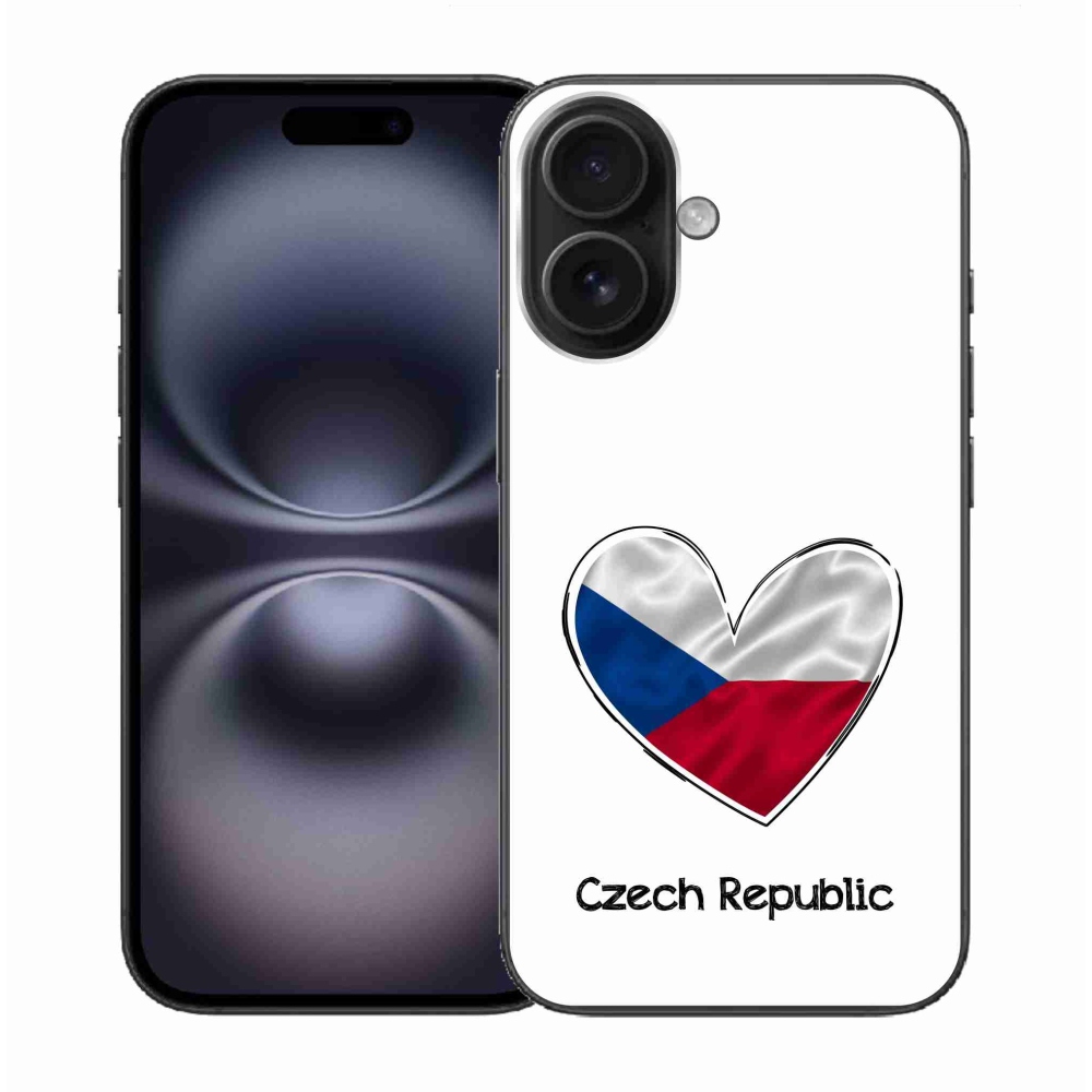 Zselés borítás mmCase iPhone 16 készülékhez - zászló szív fehér háttérrel