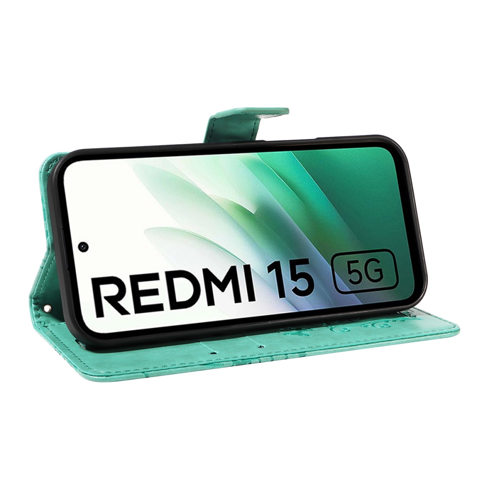 Nagy pillangó könyv tok Xiaomi Redmi 15 4G (171mm) - teáskék színben