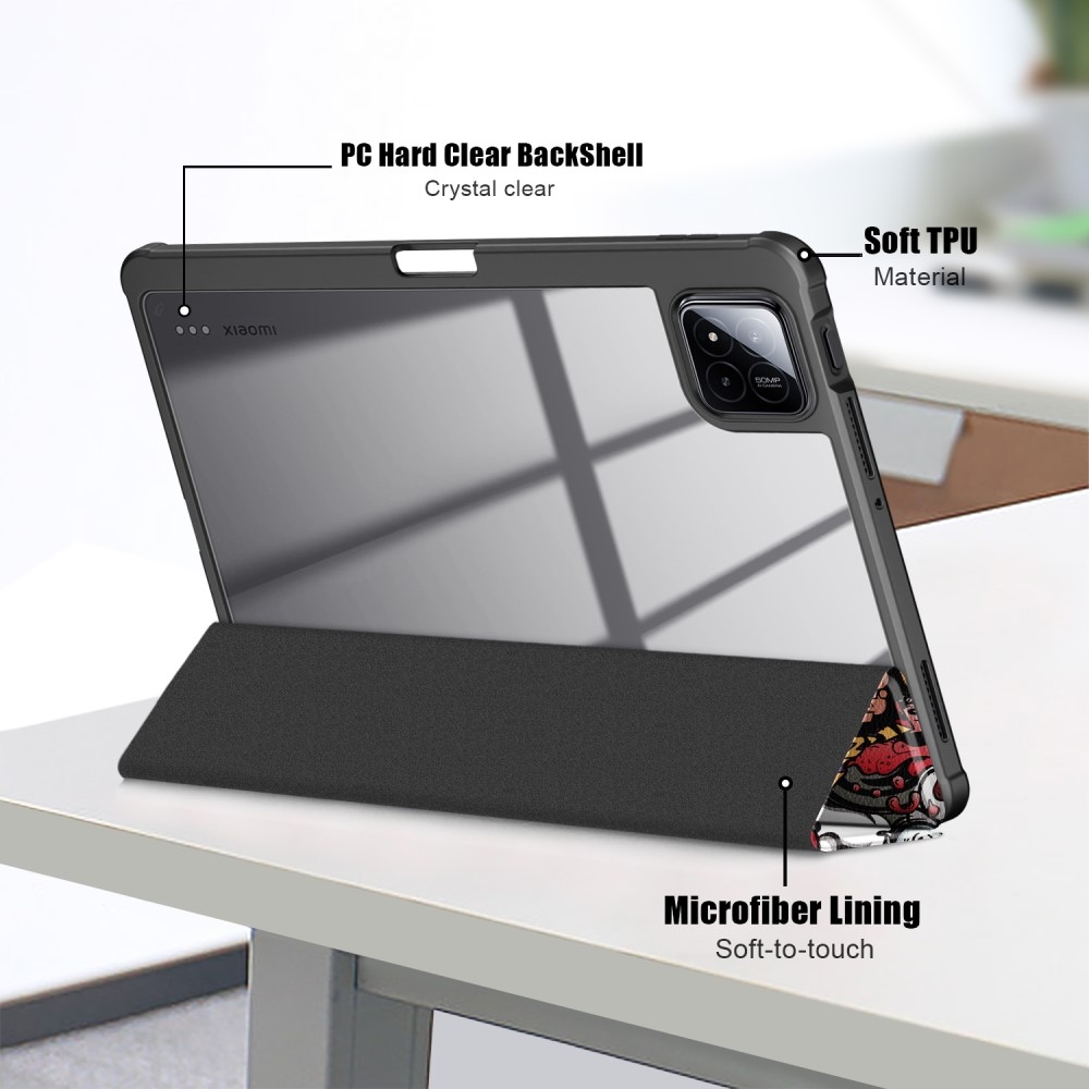 Mintás intelligens pozicionáló tok átlátszó hátlappal Xiaomi Pad 7/7 Pro tablethez - graffiti