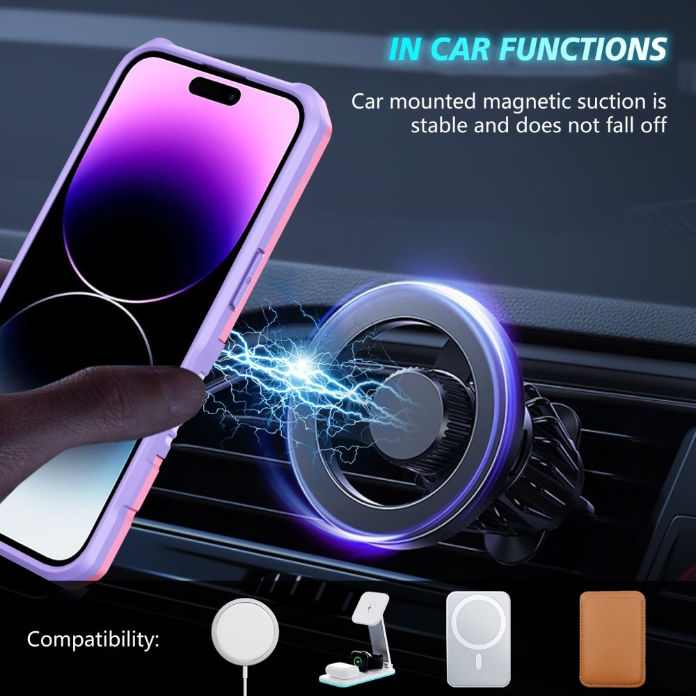 Katonai tartós védőburkolat MagSafe-vel iPhone 14 Pro Max készülékhez - lila/rózsaszín