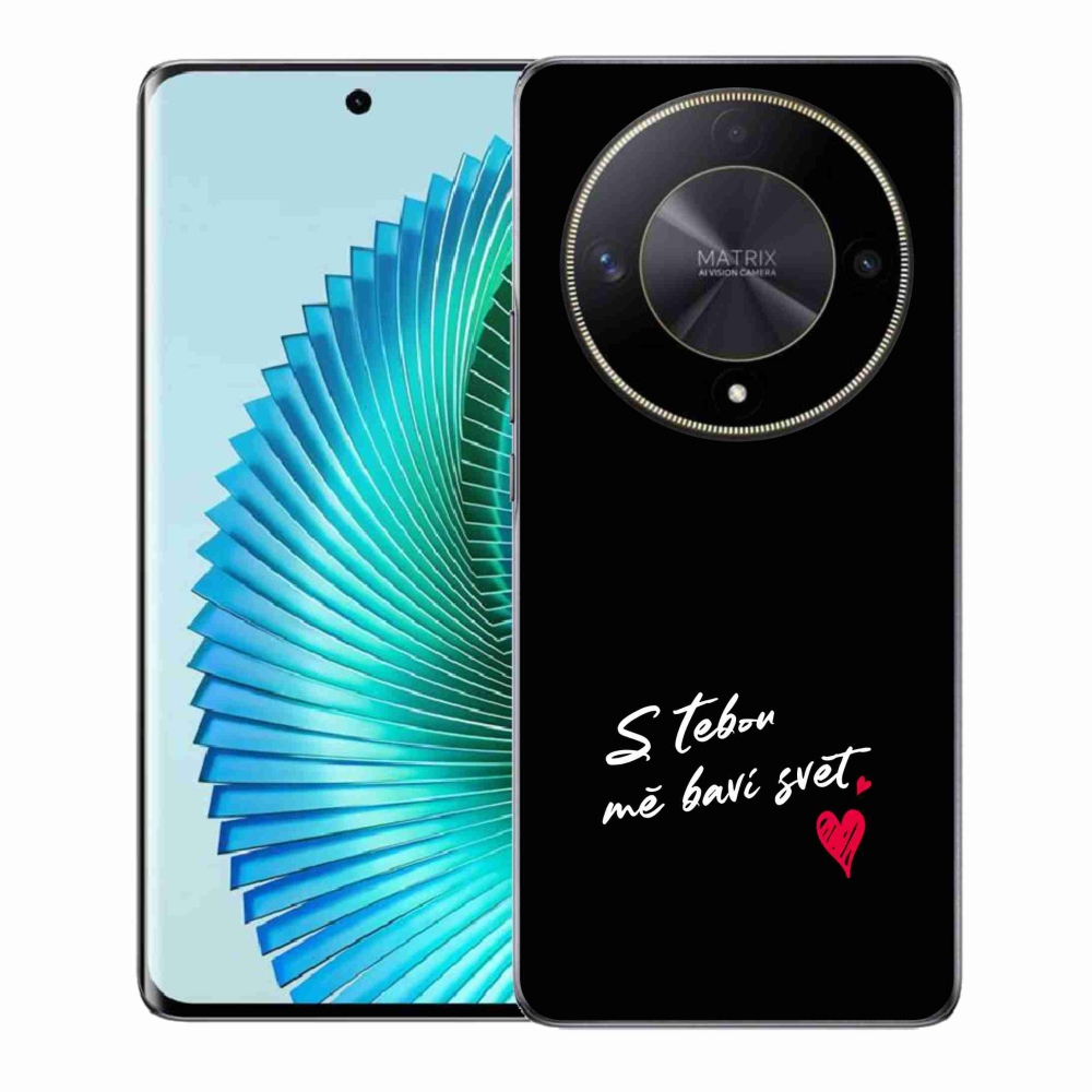 Gél borító mmCase a Honor Magic 6 Lite 5G készülékhez - szerelmes szöveg 1 fekete háttér