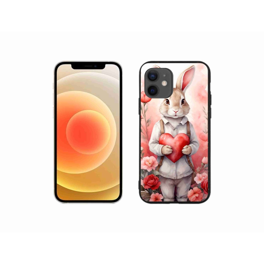 Zselés borítás mmCase iPhone 12 mini készülékhez - nyúl szívvel