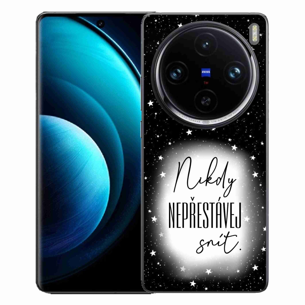 Gél védőhuzat mmCase a Vivo X100 Pro 5G készülékhez - Quote 1 fehér és fekete háttérrel