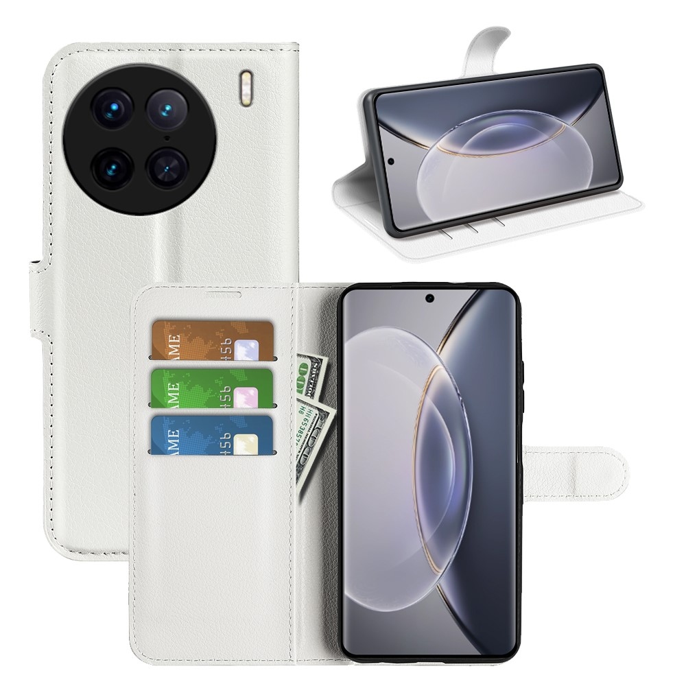 Litchi könyv tok a Vivo X90 Pro-hoz - fehér