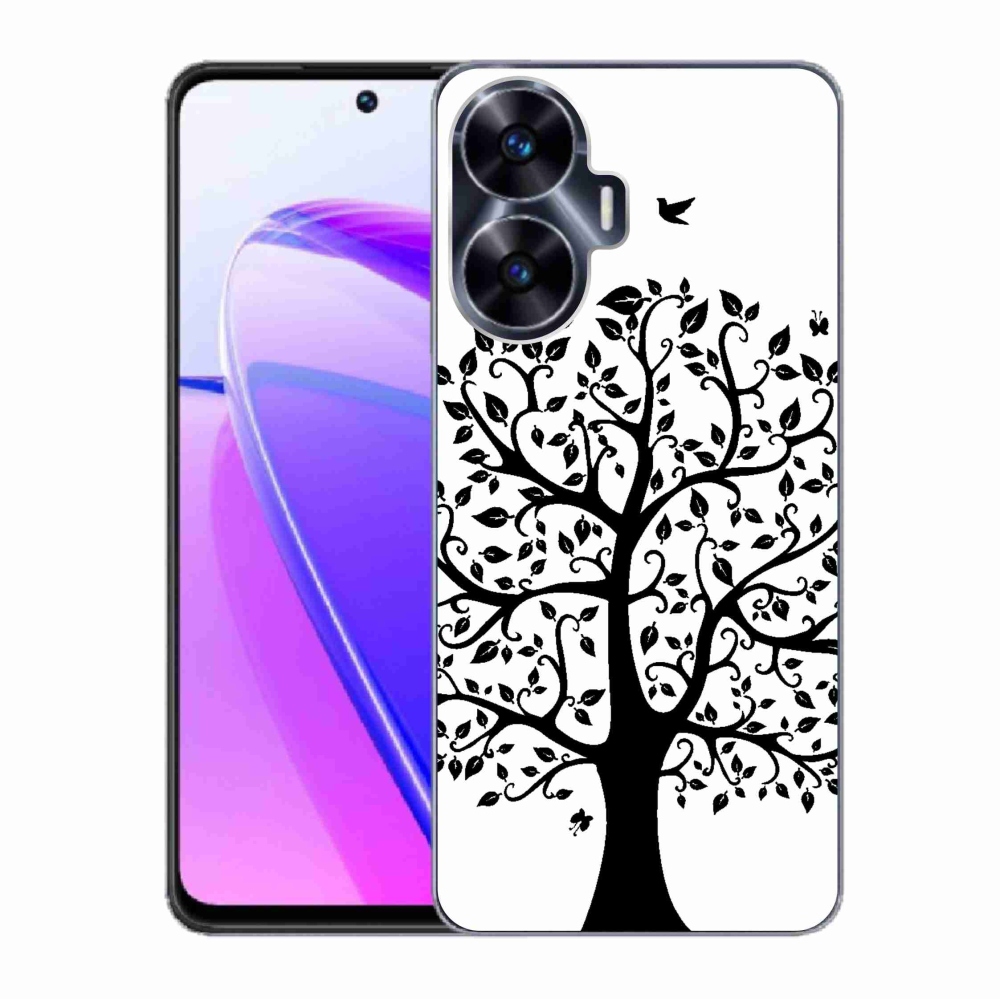 Gél borítás mmCase a Realme C55 készülékhez - fekete-fehér fa