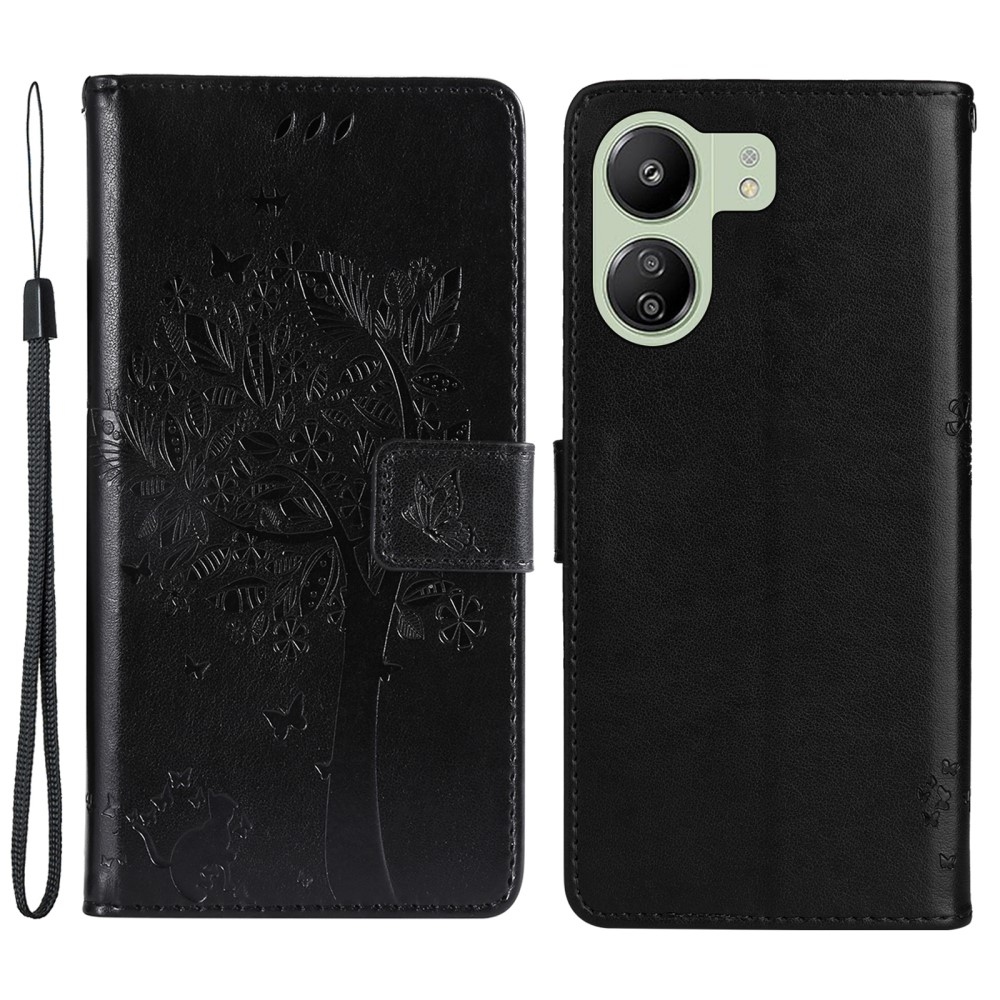 Fák könyvtáska Xiaomi Poco C65/Redmi 13C - fekete