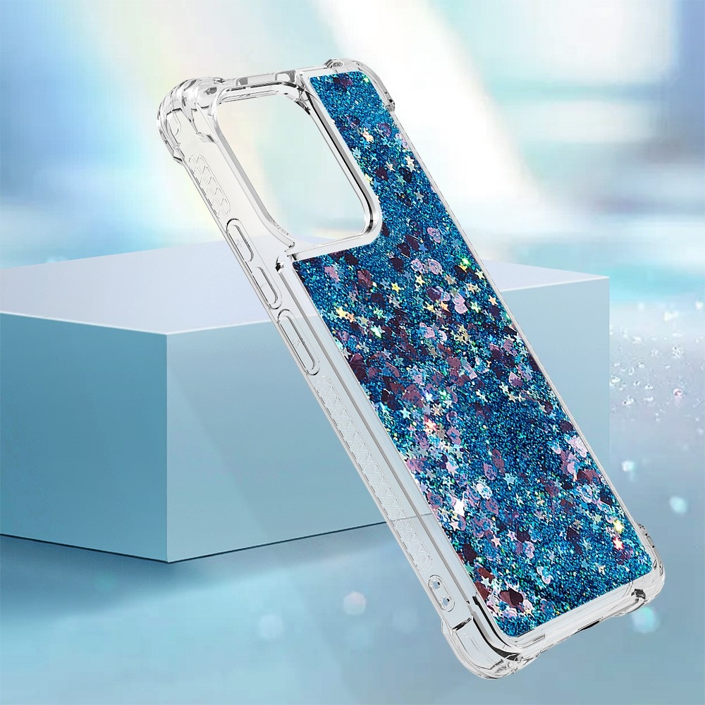 Glitter zselés homokóra tok Xiaomi Redmi Note 13-hoz - kék/szív