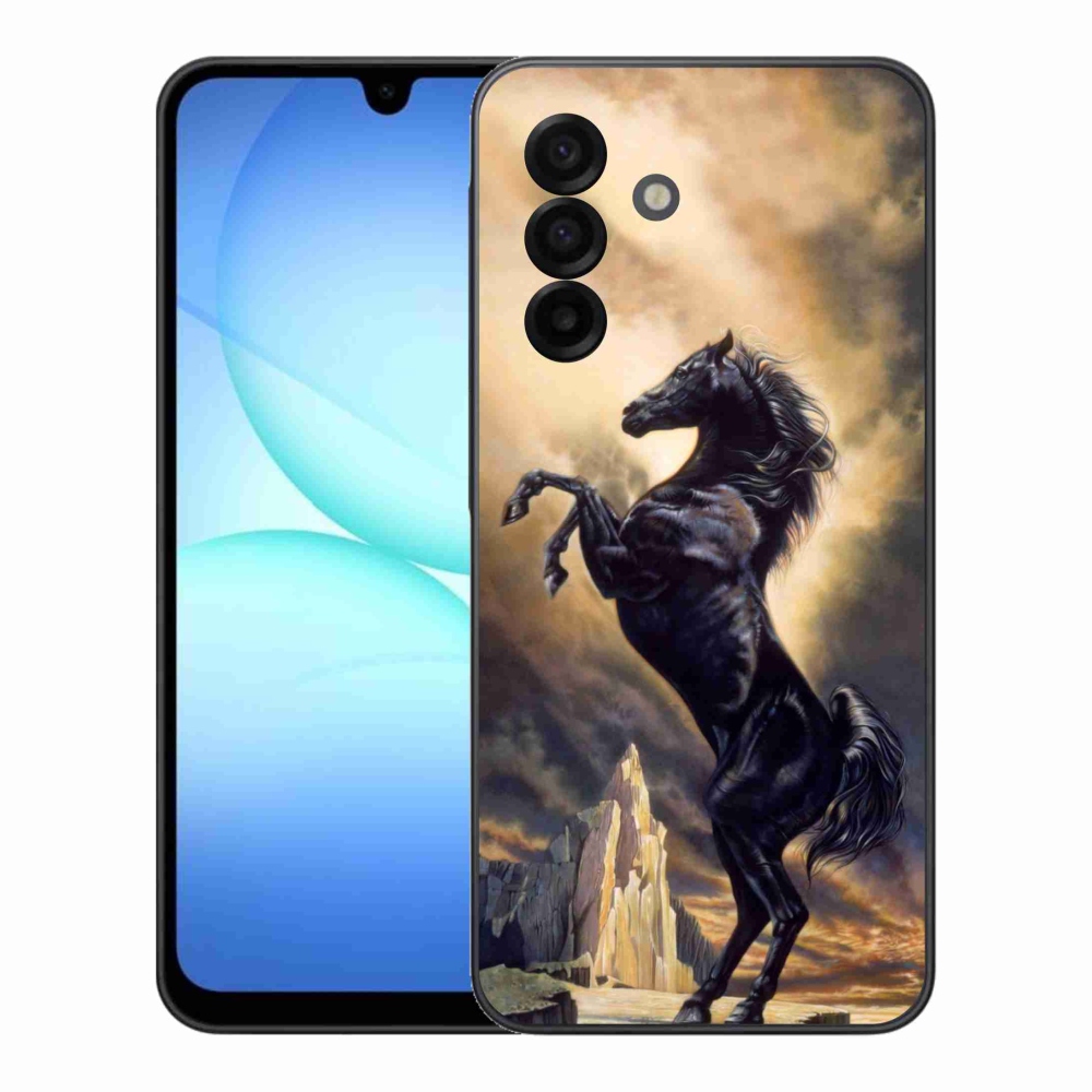 Gél védőhuzat mmCase Samsung Galaxy A17 4G/5G - fekete rajzfilm lóhoz