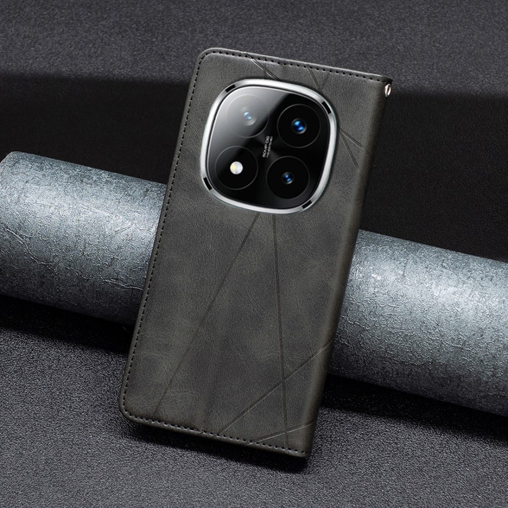 Háromszög alakú könyv tok Xiaomi Redmi Note 14 Pro-hoz - fekete