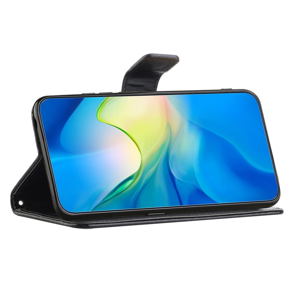 Virágos könyvtáska Samsung Galaxy Xcover 7 készülékhez - fekete