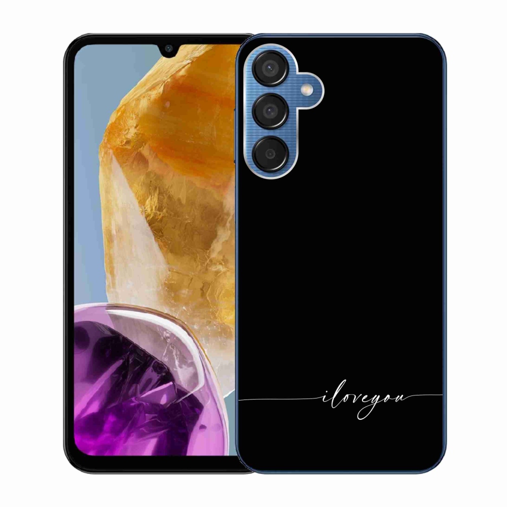 Gél borító mmCase Samsung Galaxy M15 5G - I love you fekete háttérrel