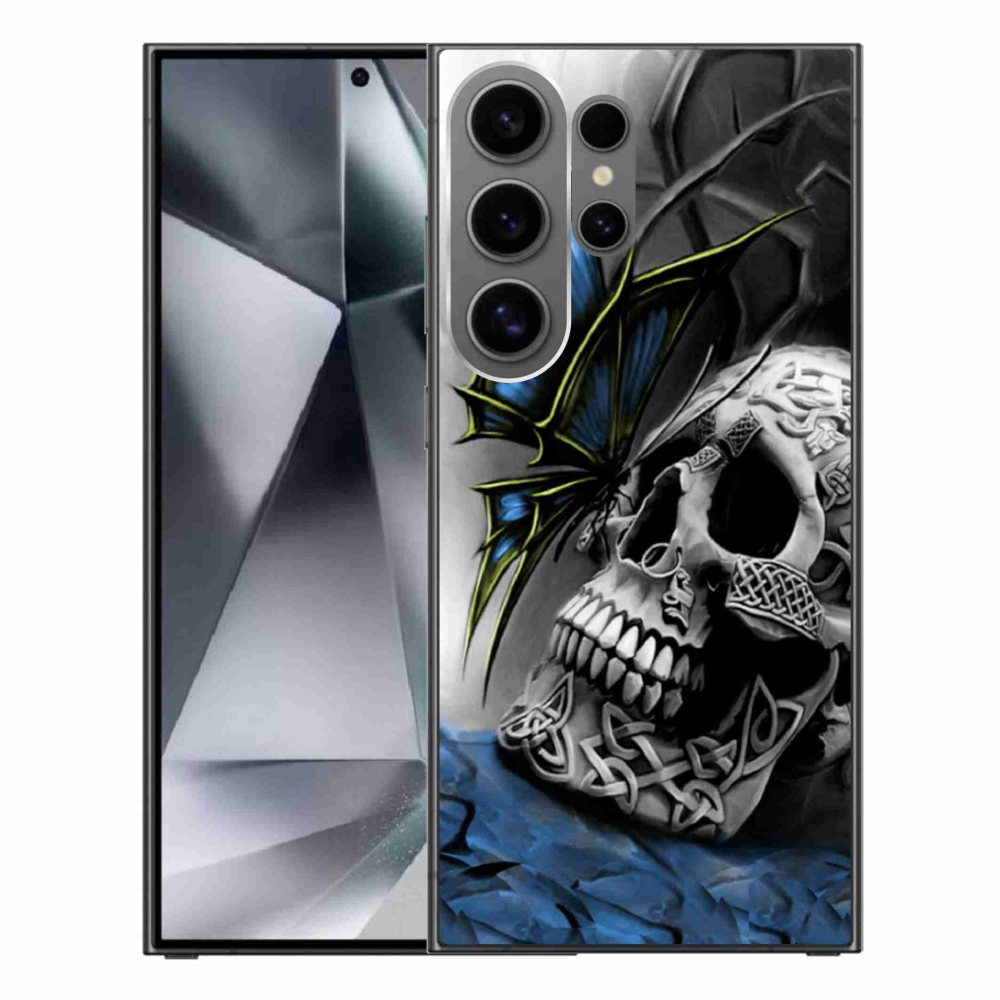 Gél borítás mmCase Samsung Galaxy S24 Ultra készülékhez - pillangó és koponya