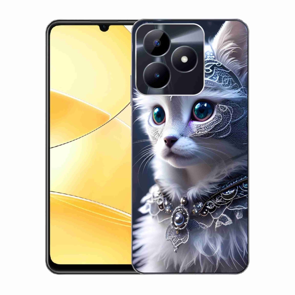 Zselés tok mmCase a Realme C51/C53 készülékhez - fehér macska