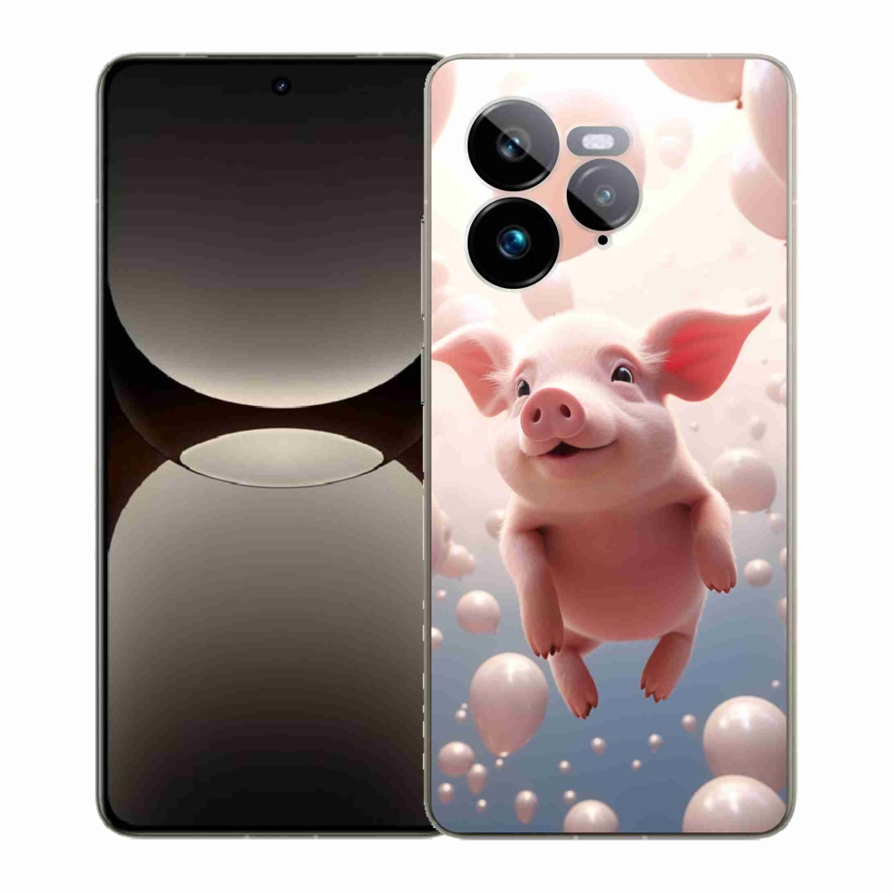 Gél borítás mmCase a Realme GT 7 Pro 5G számára - malacka lufikkal