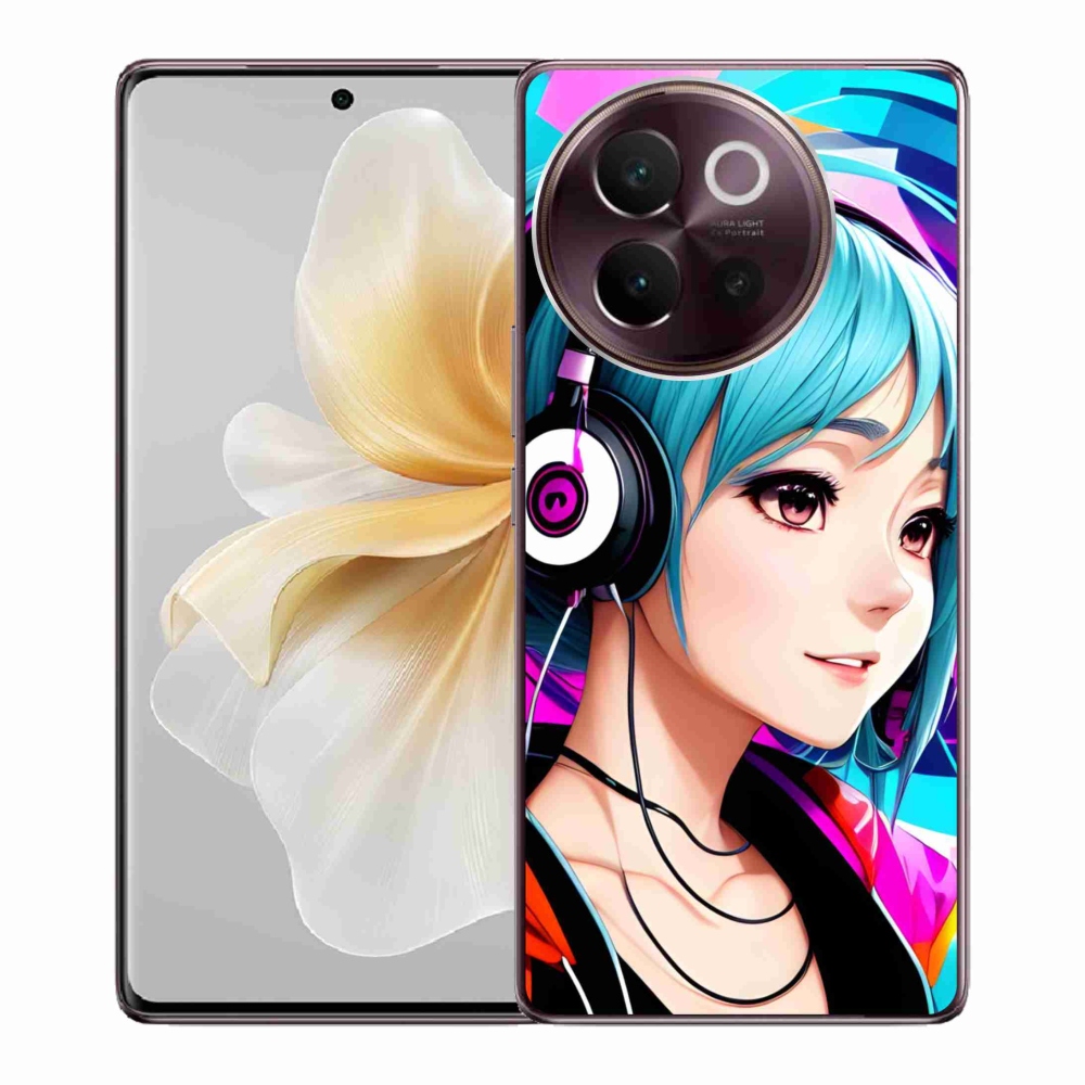 Gél borítás mmCase a Vivo V40 Lite 5G-n - lány fejhallgatóval