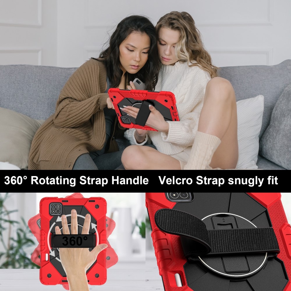 Strapabíró huzat kéztartóval és vállpánttal Xiaomi Pad 7/7 Pro-hoz - piros/fekete