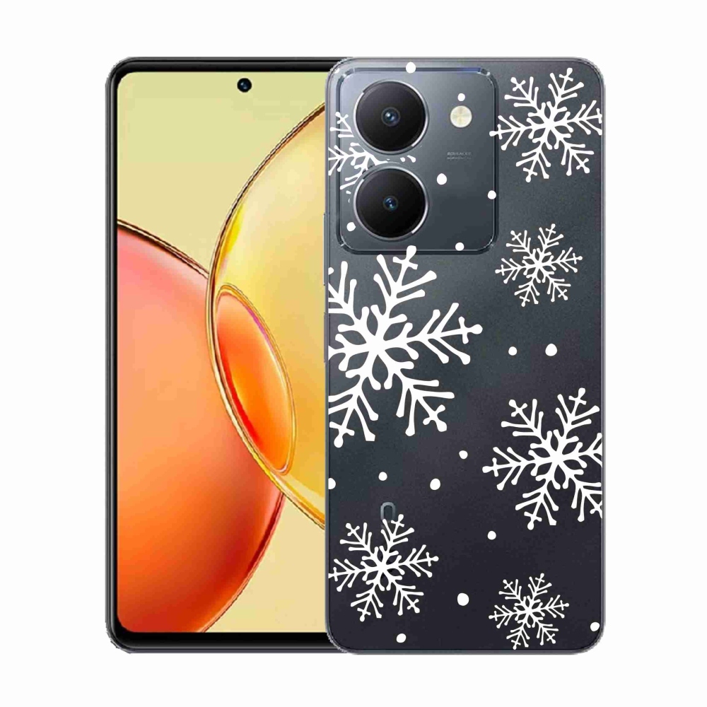 Gél borítás mmCase a Vivo Y36-on - fehér pelyhek átlátszó háttéren