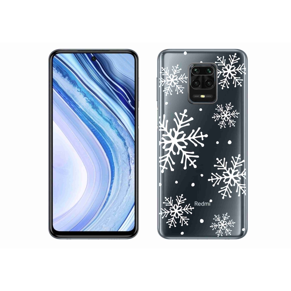 Gél borítás mmCase a Xiaomi Redmi Note 9 Pro készülékhez - fehér pelyhek átlátszó háttéren