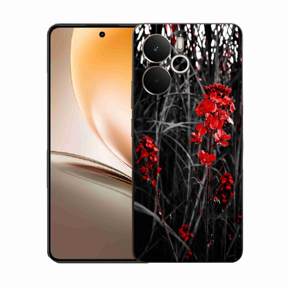 Gél borítás mmCase a Realme 14 5G/14T 5G számára - piros növény