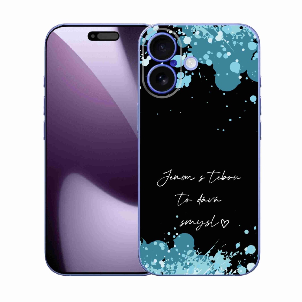 Gél borító mmCase iPhone 17 készülékhez - szerelmes szöveg fekete háttérrel