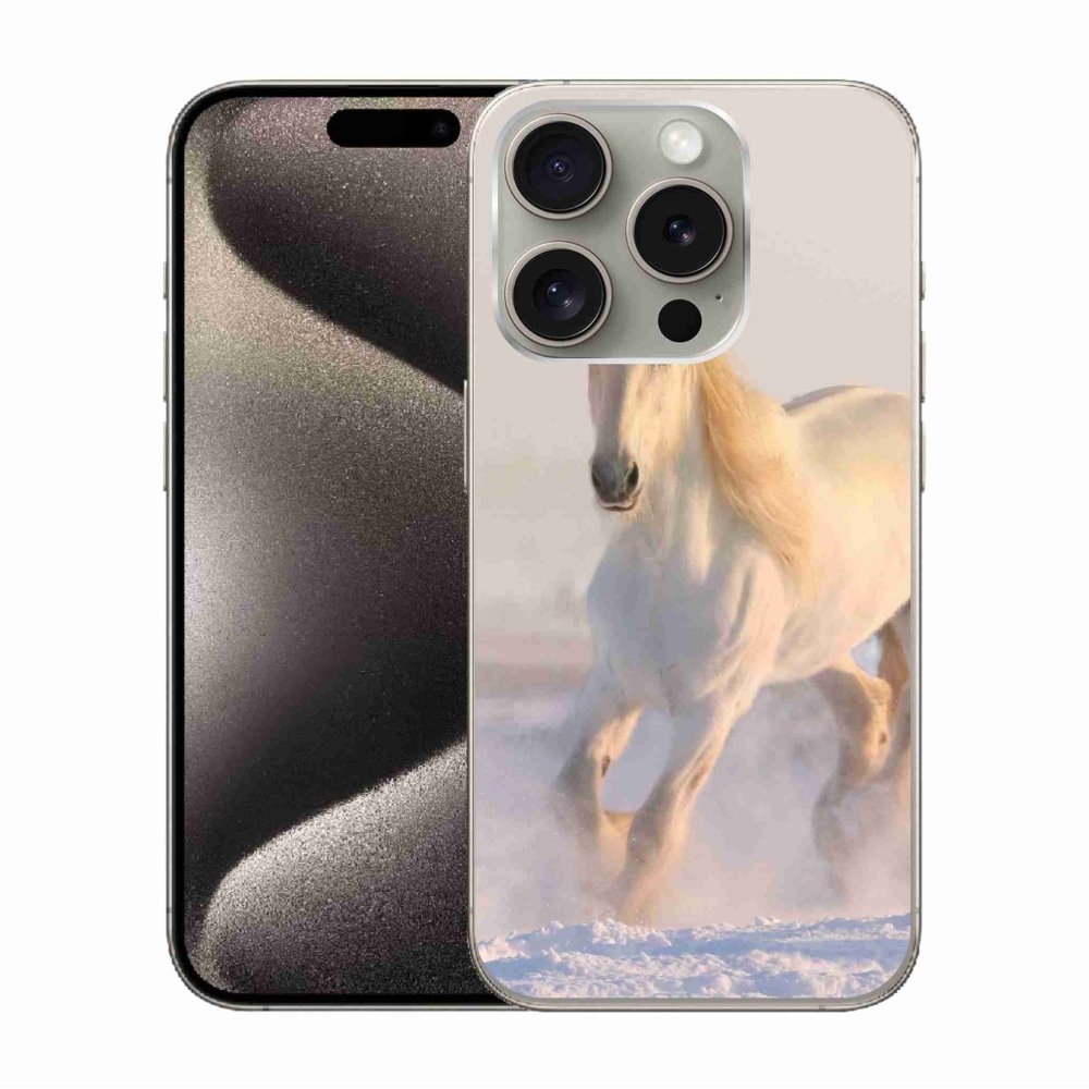 Gél tok mmCase iPhone 15 Pro készülékhez - ló a hóban