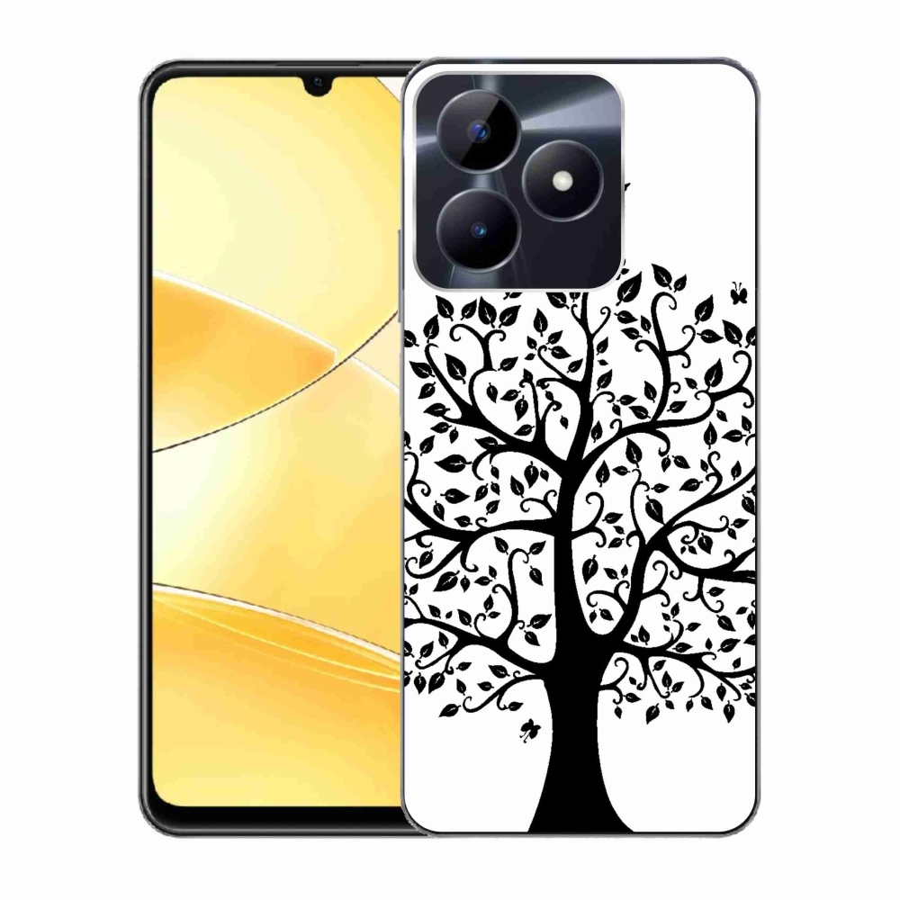 Zselés borító mmCase a Realme C51/C53 készülékhez - fekete-fehér fa