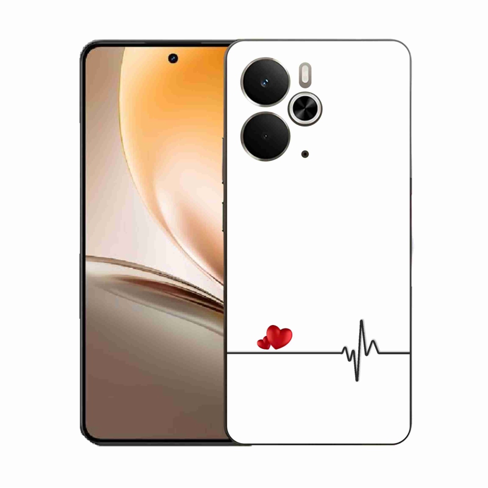 Gél borító mmCase a Realme 14 5G/14T 5G-n - szív és szívverés fehér háttérrel