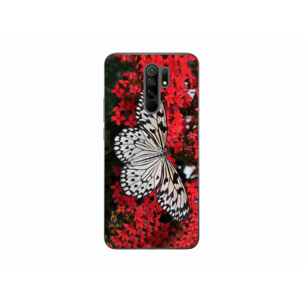 Gél borítás mmCase a Xiaomi Redmi 9-hez - fekete és fehér pillangó 1