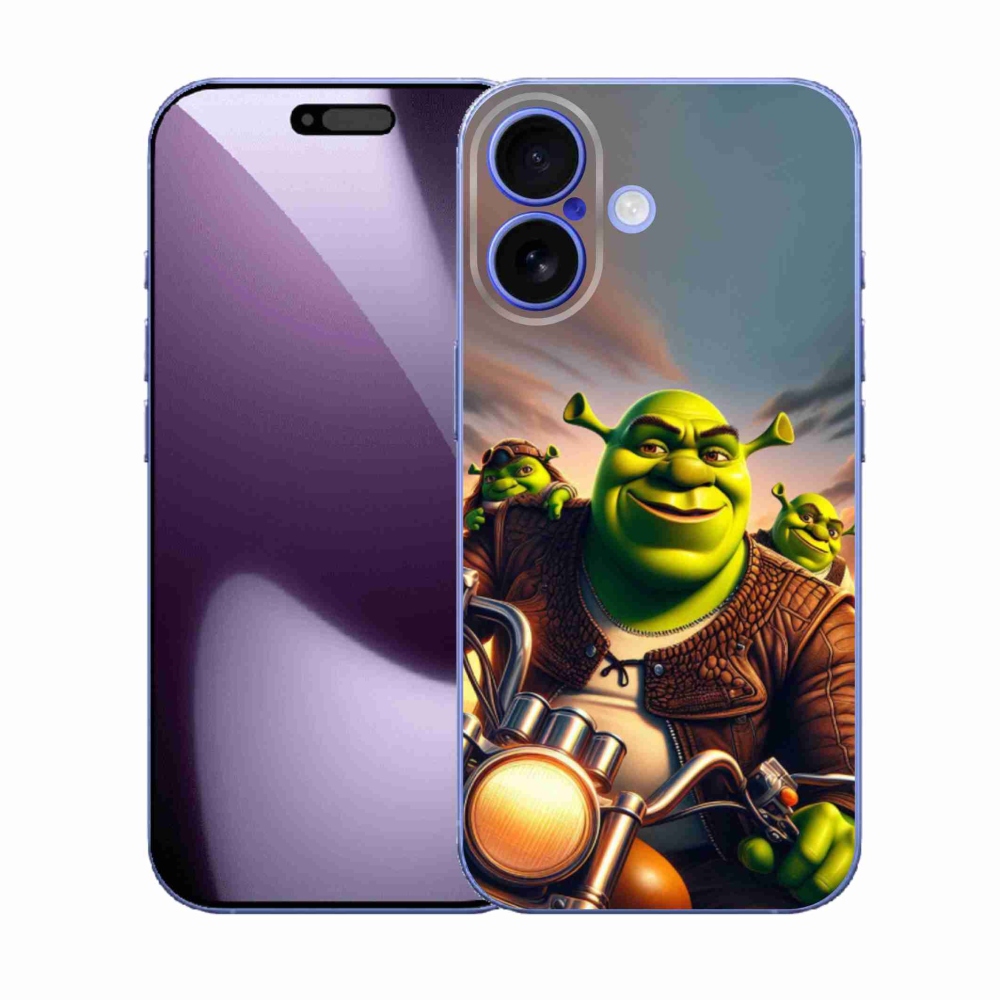 Zselés borítás mmCase iPhone 17 készülékhez - Shrek egy motorkerékpáron
