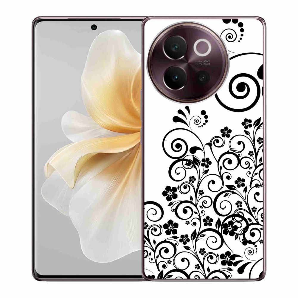 Gél borítás mmCase a Vivo V40 Lite 5G-n - fekete és fehér virágminták