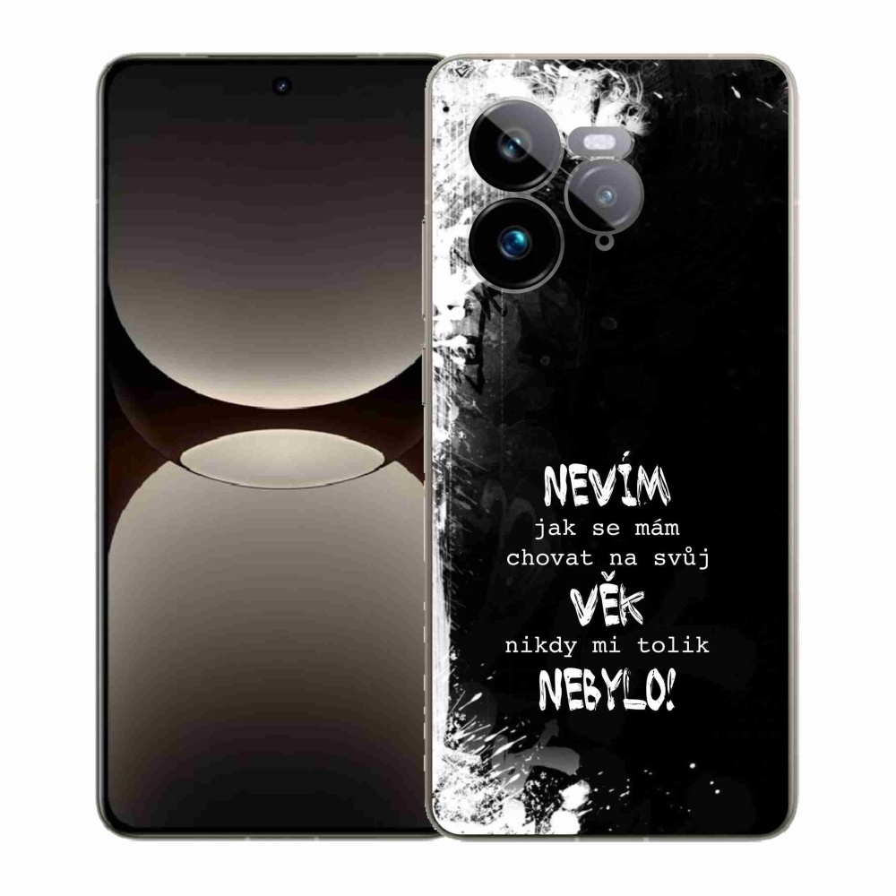 Gél borító mmCase a Realme GT 7 Pro 5G készülékhez - vicces szöveg 14 fekete háttér