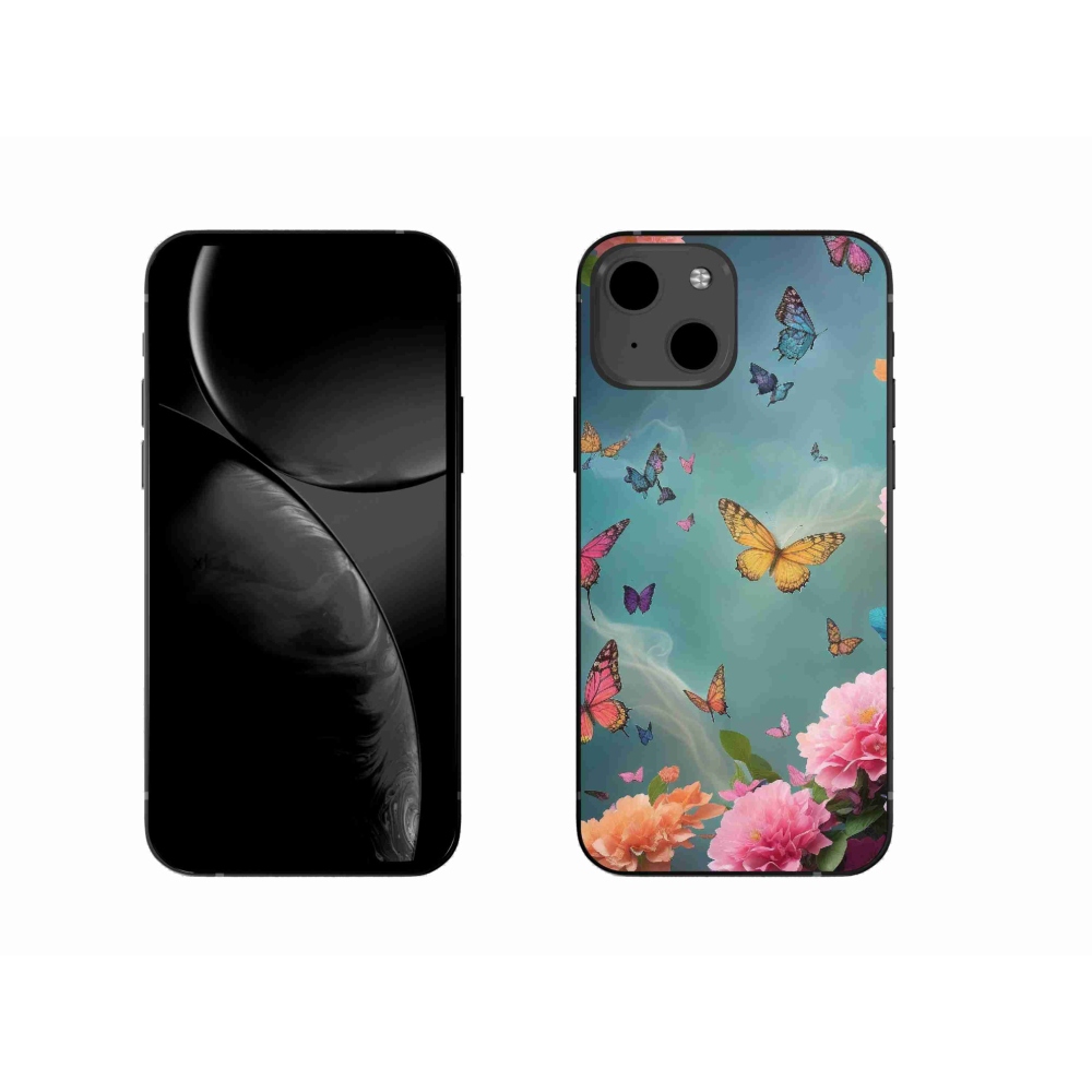 Gél borítás mmCase iPhone 13 készülékhez - színes virágok és pillangók
