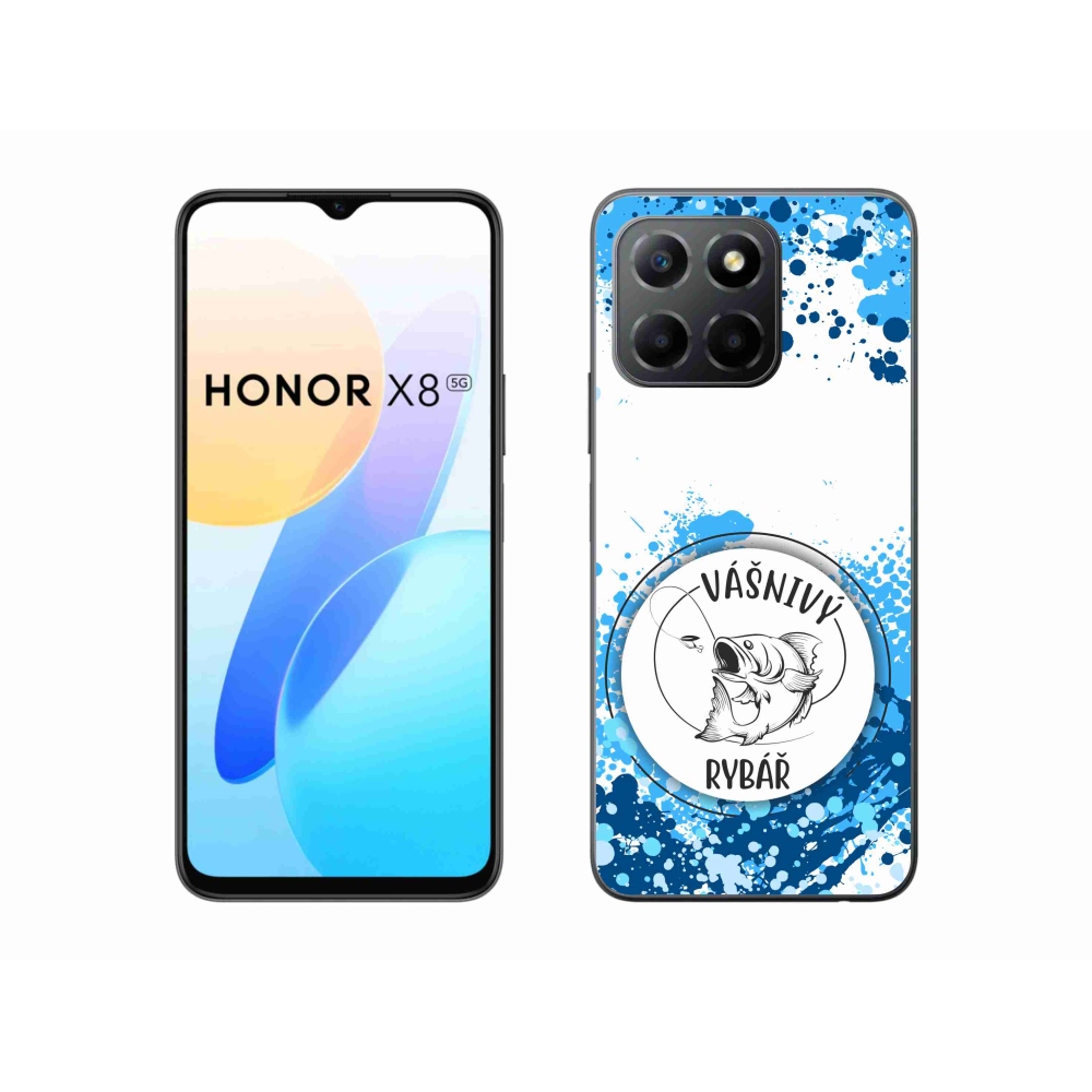 Gél borító mmCase a Honor X8 5G/Honor 70 Lite 5G számára - szenvedélyes halász fehér háttérrel