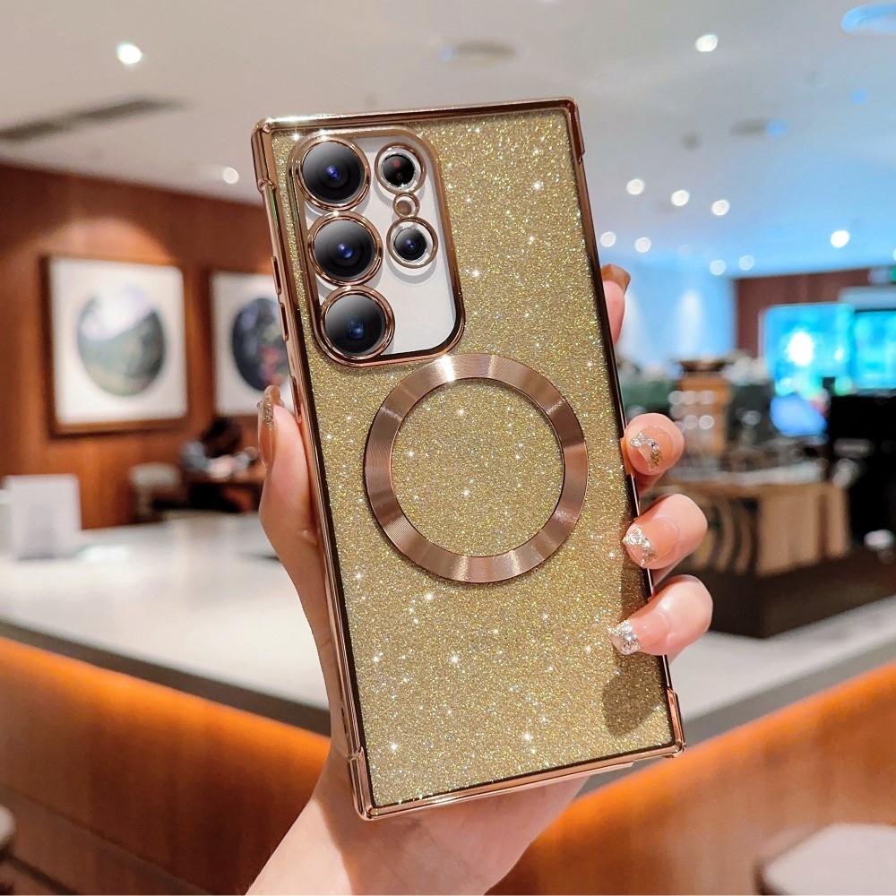 Fokozatos zselés csillogó tok MagSafe támogatással Samsung Galaxy S25 Ultra készülékhez - arany színben