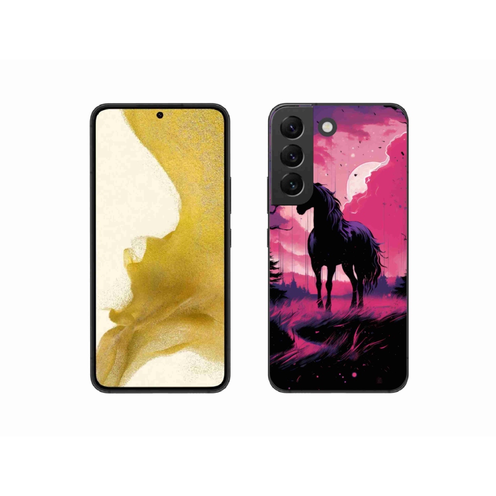 Zselés borítás mmCase Samsung Galaxy S22 5G - fekete rajzfilm ló 1
