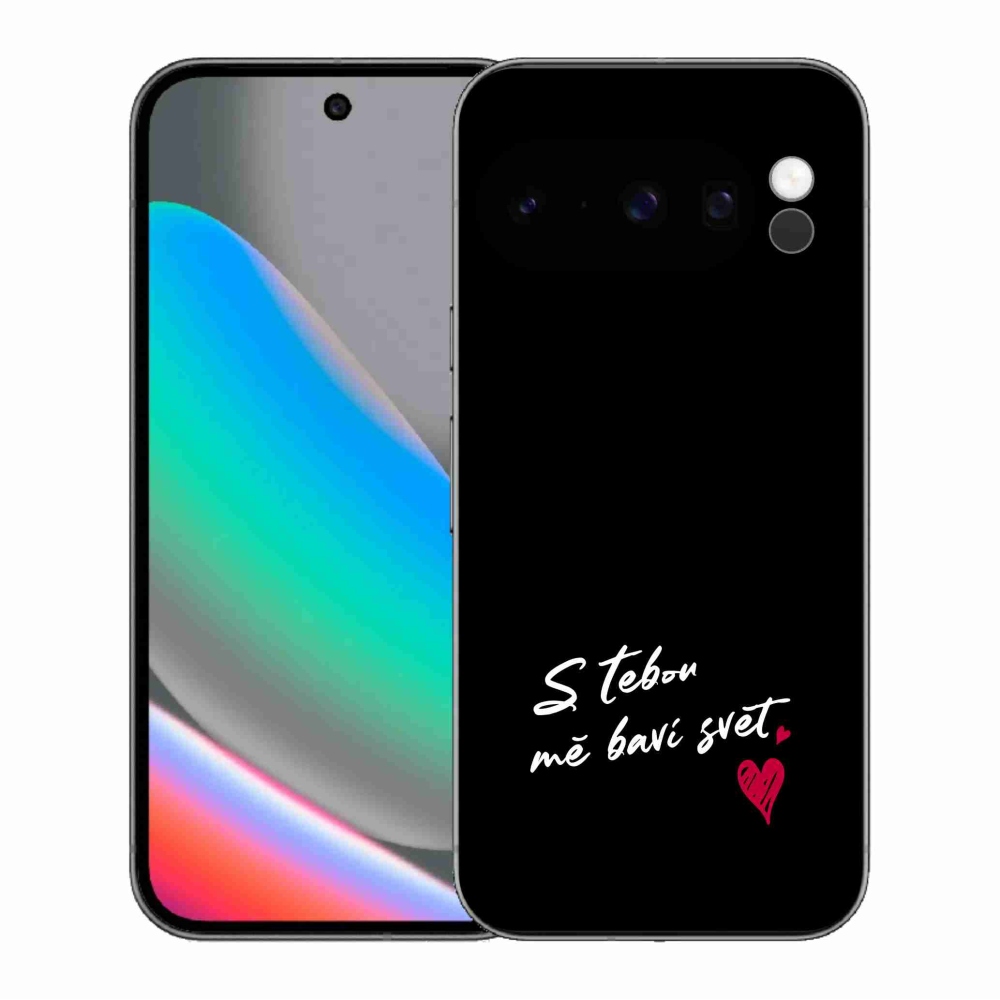 Gél borítás mmCase a Google Pixel 10 Pro készülékhez - szerelmes szöveg 1 fekete háttér